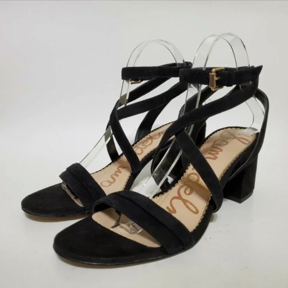 Sam Edelman "Sammy" Black Suede Block Heel Sandals -- Size 9.5 and Never Worn
